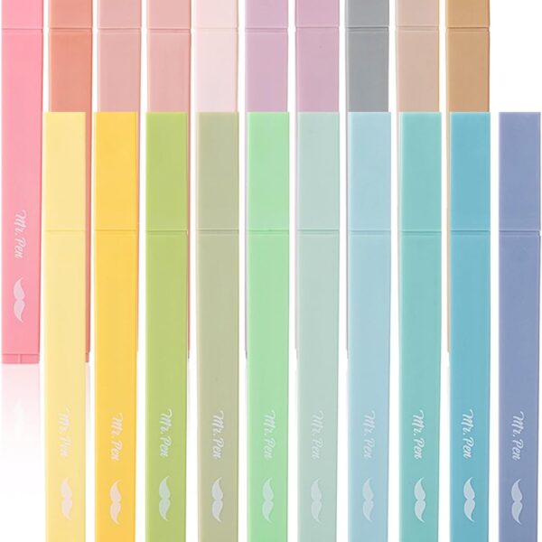 Mr. Pen- Aesthetic Highlighters, 20 pcs, Chisel Tip, Pastel Colors, No Bleed Bible Highlighter Pastel,Assorted Colors, Christmas Gifts