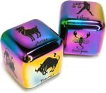 2Pcs/Set Metal 12 Constellation Dice Set, Laser Engraved 6-Sided Stainless Steel Big Zodiac Dices for Game Divination Accessory (Classic, Colorful), DK-MDICE-12XZ