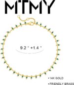 MTMY Gold Anklets for Women 14K Gold Plated Tiny Bead Anklet Green Rose Colorful Cubic Zirconia Tassel Foot Chain Dainty Adjustable Cute Anklets Summer Beach Boho Anklets Jewelry - Image 4