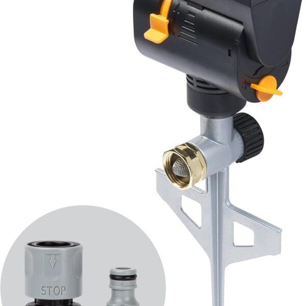 Melnor 65137AMZ MiniMax Turbo Oscillating Sprinkler on Step Spike, 4000 sq. ft., 4-Way Adjustable, Quick Connect Bundle, Yellow