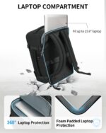 ECOHUB Travel Backpack for Men Women, Carry on Backpack with USB Charging Hole, Spirit Airlines Personal Item Bag Flight Approved, 15.6 Inch Laptop Backpack with Anti Theft Pockets, 30L, Black - Image 3