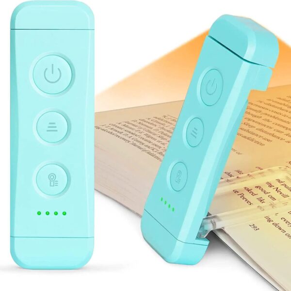 Glocusent USB Rechargeable Book Light for Reading in Bed, Portable Clip-on LED Reading Light, 3 Amber Colors & 5 Brightness Dimmable, Compact & Long Lasting, Perfect for Book Lovers, Kids