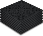 Pangda 8 Pcs 12 x 12 Inch Rubber Stepping Stone Outdoor for Garden Pathway Paver Outside Stepping Tile Heavy Duty Retro Decorative Pavers for Walkway Path Landscaping Yard Lawn(Black,Cross Square)
