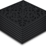 Pangda 8 Pcs 12 x 12 Inch Rubber Stepping Stone Outdoor for Garden Pathway Paver Outside Stepping Tile Heavy Duty Retro Decorative Pavers for Walkway Path Landscaping Yard Lawn(Black,Cross Square)