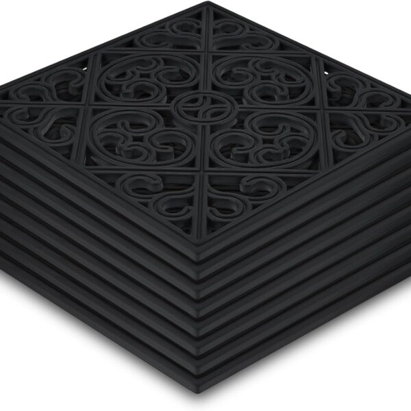 Pangda 8 Pcs 12 x 12 Inch Rubber Stepping Stone Outdoor for Garden Pathway Paver Outside Stepping Tile Heavy Duty Retro Decorative Pavers for Walkway Path Landscaping Yard Lawn(Black,Cross Square)