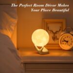 Mydethun 3D Moon Lamp with Ceramic Base, Gift for Lover, LED Night Light, Mood Lighting with Touch Control Brightness for Women,Home Décor, Bedroom, Kids Birthday, 3.5 Inch - White & Yellow - Image 4