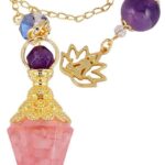 Rockcloud Healing Crystal Point Pendulum for Divination, Chakra Reiki Dowsing Balancing 6 Facet Pendant, Rose Quartz