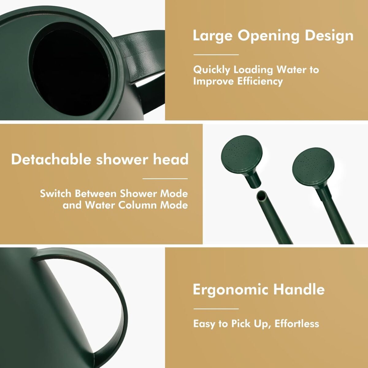 Watering Can for Indoor Outdoor Plants, Modern Small Watering Cans with Removable Nozzle, Long Spout Watering Can for Indoor Bonsai Plants Garden Flowers 1/2 Gallon 1.8L 60OZ (Dark Green) - Image 5