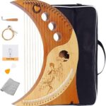 Harp Autoharps Lyre Humanized Design Of The Moon Harps, Traditional Classic Stringed Instruments, With Performance Package, Tuner, Spare Strings (Color : Brown, Size : 19 string)
