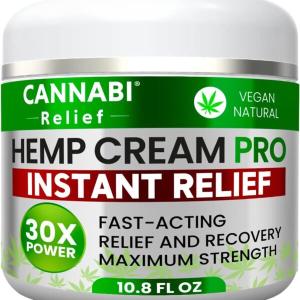 Саnnаbі Rеlіеf Hemp Cream Maximum Strength 10.8 FL. OZ — Relieve Muscles, Joints, and Back Target Area — 10-in-1 Potent Formula | Body Gel Infused with Hemp Oil, Menthol, Rosemary, Calendula