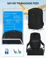 ECOHUB Travel Backpack for Men Women, Carry on Backpack with USB Charging Hole, Spirit Airlines Personal Item Bag Flight Approved, 15.6 Inch Laptop Backpack with Anti Theft Pockets, 30L, Black - Image 2