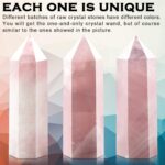 CASMON Large Healing Crystal Wands 3.9"-4.3"(10-11cm), Natural Rose Quartz Obelisk Crystal Tower Stone, 6 Faceted Single Healing Crystal Point for Reiki Chakra Meditation Therapy (1PC) - Image 4