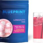 Blueprint Bryan Johnson Longevity Mix - Muscle Builder & Recovery Supplement - Promotes Focus and Balanced Mood - Creatine, L-Theanine, Calcium - Vegan, Keto Friendly (Blood Orange)