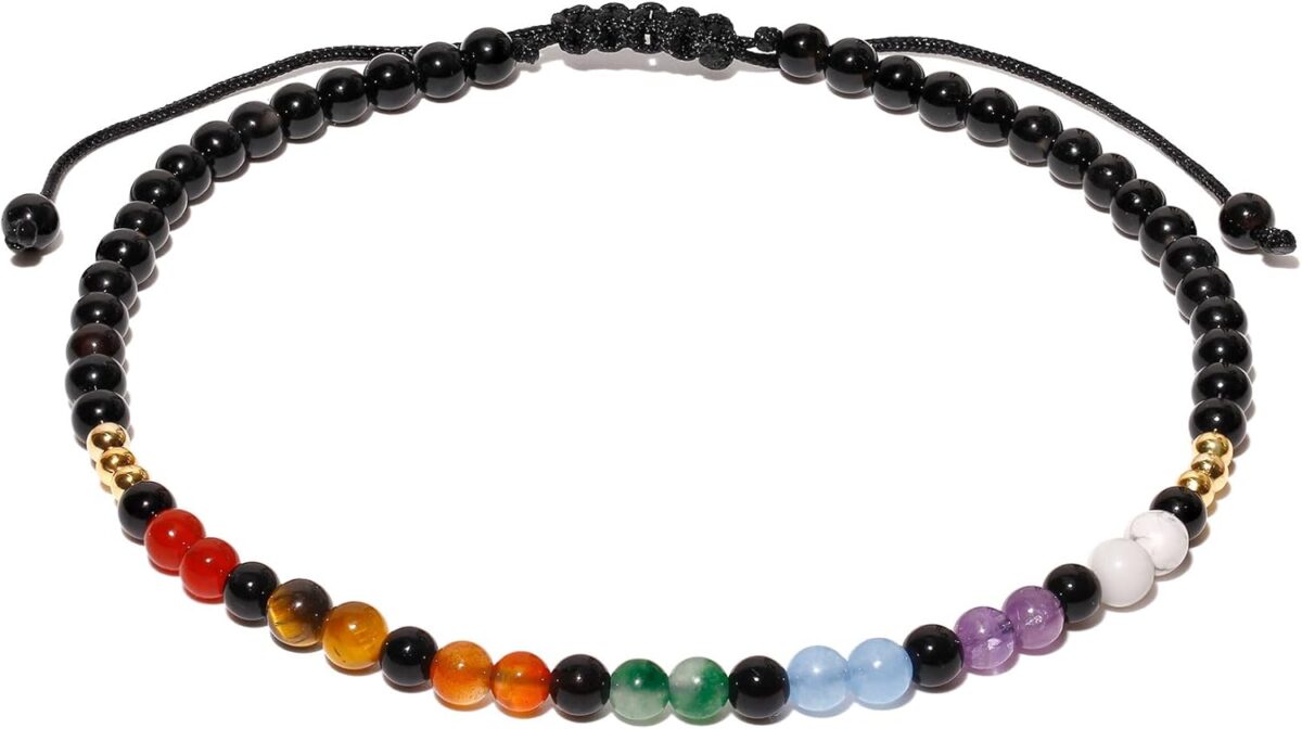Reiki 7 Chakra Beaded Anklet Meditation Yoga Colorful Ankle Bracelets for Women Balance Beach Foot Jewelry Adjustable - Image 1