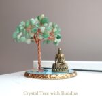 Buddha Statue with Healing Crystal Tree, Tree of Life for Positive Energy. Home Decor Yoga Meditation. Green.(B) - Image 2