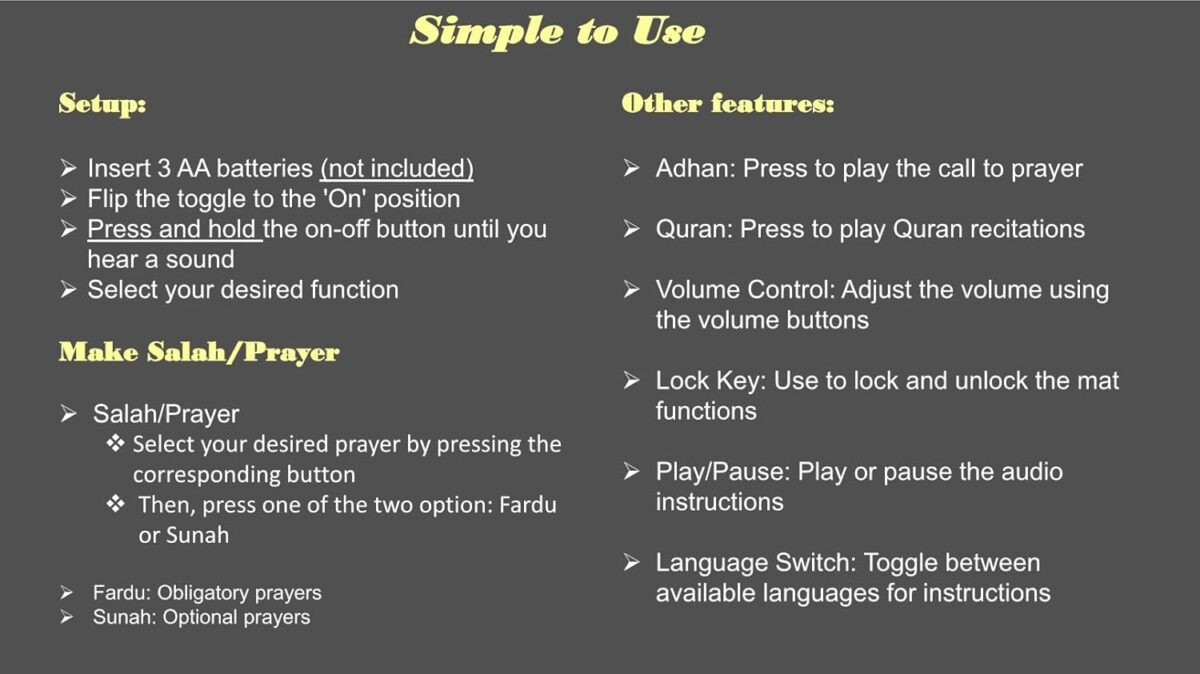 Electronic Prayer Mat - Smart Interactive Prayer Rug for Adults and Kids - Ideal for New Converts and Those Learning or Perfecting Their Prayer - Comes with Islamic Prayer Beads (Black) - Image 4