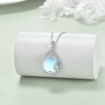 YAFEINI 925 Sterling Silver Moonstone Necklace Filigree Teardrop Pendant Necklace Jewelry for Women Girls - Image 3