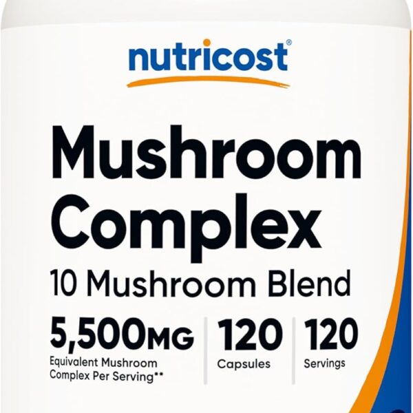 Nutricost Mushroom Complex Supplement, 120 Capsules - 10 Mushroom Blend (with Reishi, Maitake, Shiitake, Lion's Mane, and More) - Non-GMO and Gluten Free