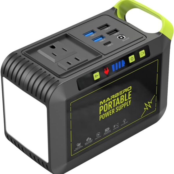 MARBERO Portable Power Station 88Wh Camping Lithium Battery Solar Generator Fast Charging with AC Outlet 120W Peak Power Bank(Solar Panel Optional) for Home Backup Outdoor Emergency RV Van Hunting