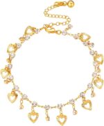 U7 Women Girls Barefoot Jewelry 18K Gold or Rose Gold Stainless Steel Heart/Rope/Figaro/Cuban Chain Anklet Foot Bracelet, 25-30 CM Long