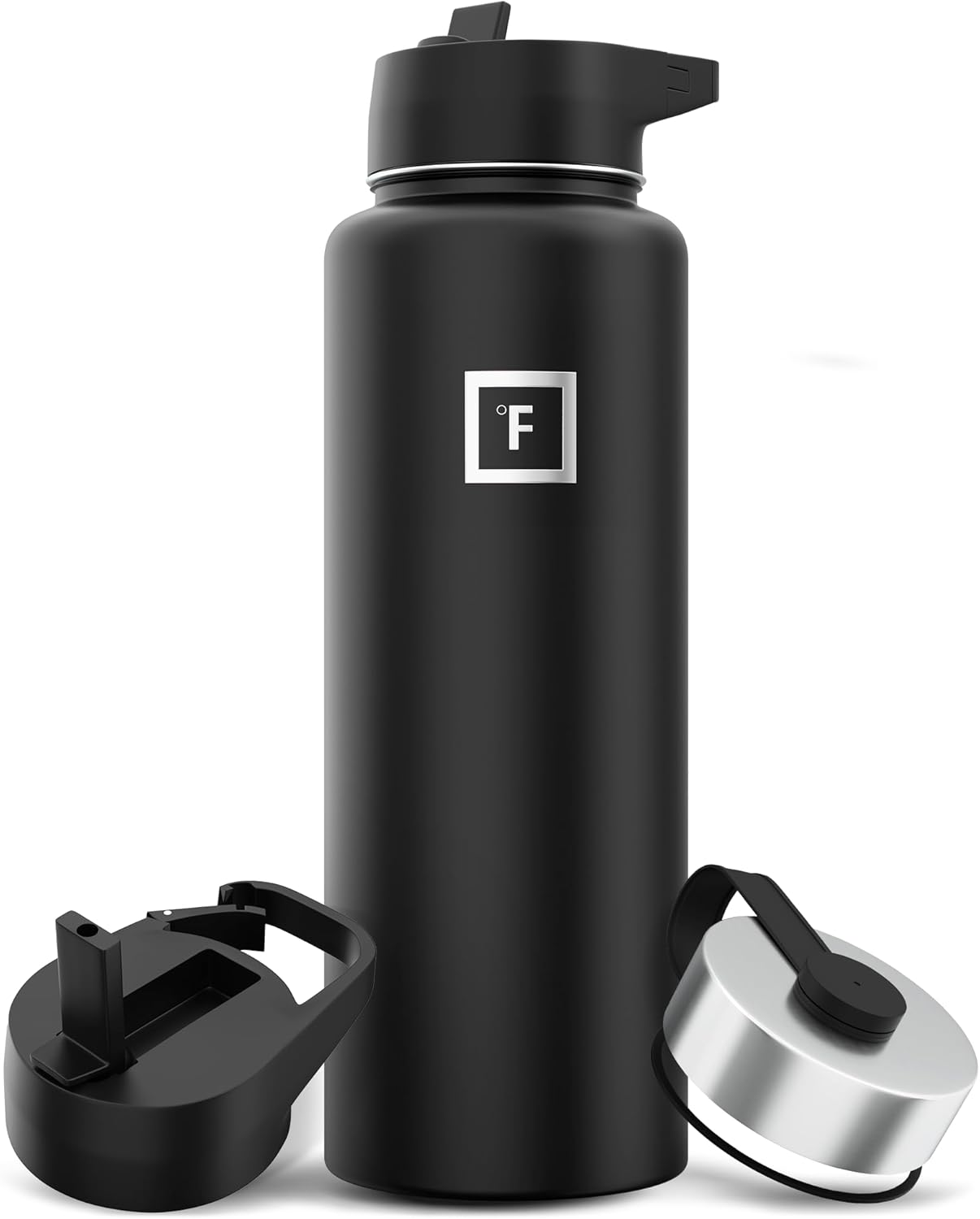 61OPIEsAXaL._AC_SL1500_.jpg IRON °FLASK Camping & Hiking Hydration Flask with 3 Lids - Stainless Steel, Double Walled & Vacuum Insulated Water Bottle - Leak Proof & BPA Free (Midnight Black, Straw - 40 oz) - Image 1