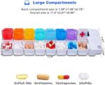 7 Day Pill Organizer,4 Reminder Alarms, Loud Sound,14 Large Compartments,Large Screen,Moisture-Proof Design,Hold Vitamins,Fish Oil,Supplements,Weekly Pill Box/Cases,Daily Medicine Dispenser - Image 3