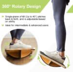 StrongTek Professional Wooden Balance Board, Rocker Board, Wood Standing Desk Accessory, Balancing Board for Under Desk, Anti Slip Roller, Core Strength, Stability, Office Wobble Boards - Image 2