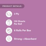 Amazon Aware 100% Bamboo Paper Towels, 6 Rolls, 2 ply, FSC Certified, 150 Sheets, 900 Count, Plastic-Free, Multicolor - Image 3