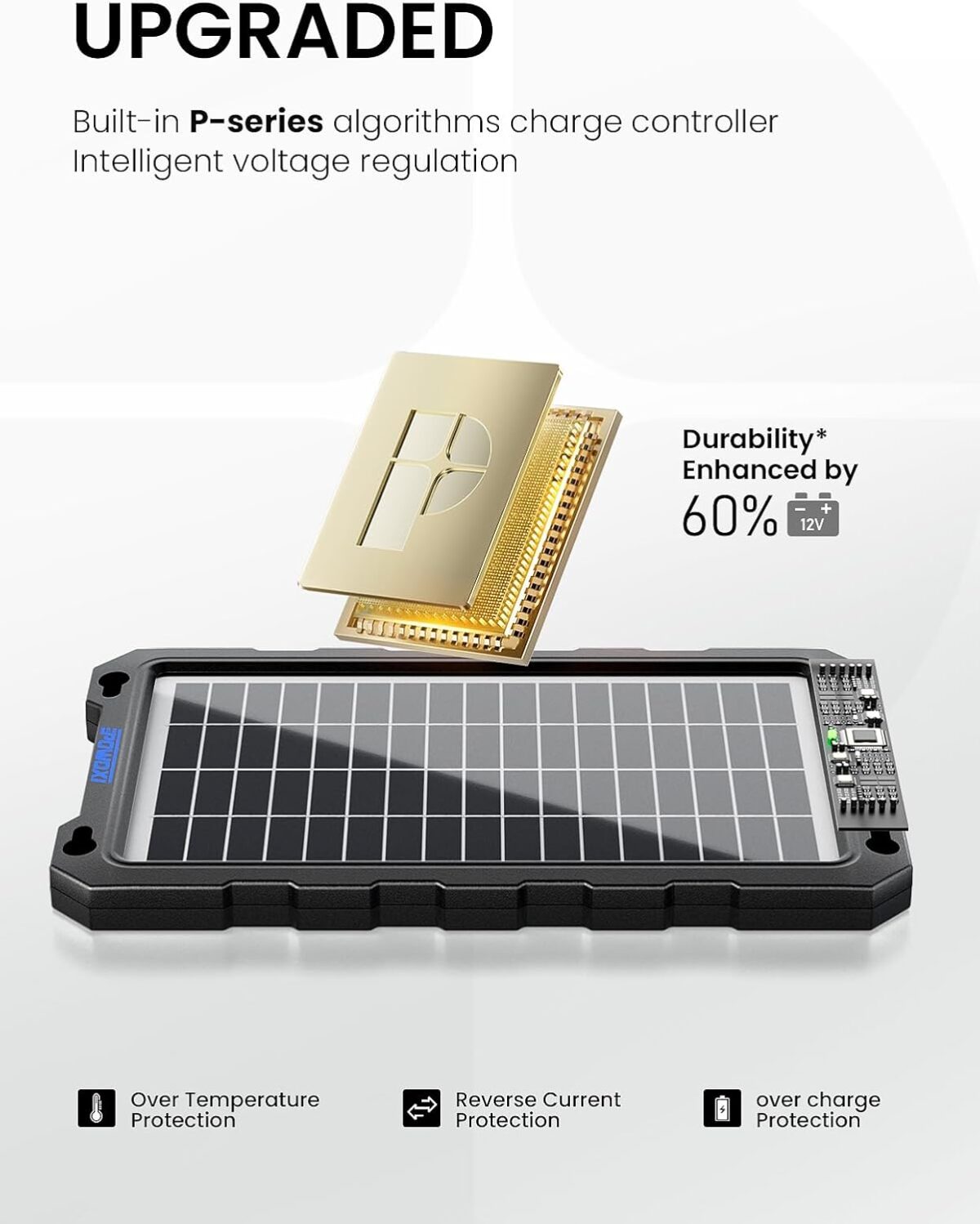POWOXI Upgraded 7.5W-Solar-Battery-Trickle-Charger-Maintainer-12V Portable Waterproof Solar Panel Trickle Charging Kit for Car, Automotive, Motorcycle, Boat, Marine, RV,Trailer, Snowmobile, etc. - Image 2