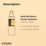 COSRX Snail Mucin 96% Power Repairing Essence 3.38 fl.oz 100ml, Hydrating Serum for Face with Snail Secretion Filtrate for Dull Skin & Fine Lines, Korean Skin Care - Image 7