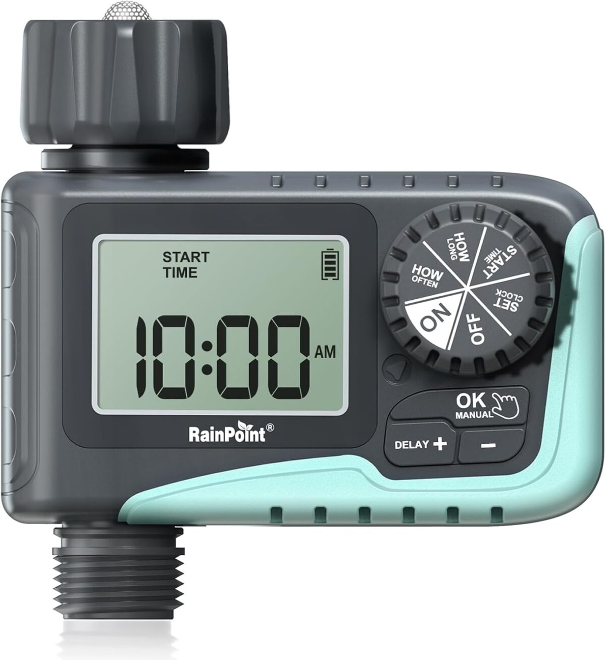 RAINPOINT Sprinkler Timer, Programmable Water Timer for Garden Hose, Outdoor Soaker Hose Timer with Rain Delay/Manual/Automatic Watering System, Digital Irrigation Timer for Yard, Lawn, 1 Outlet - Image 1