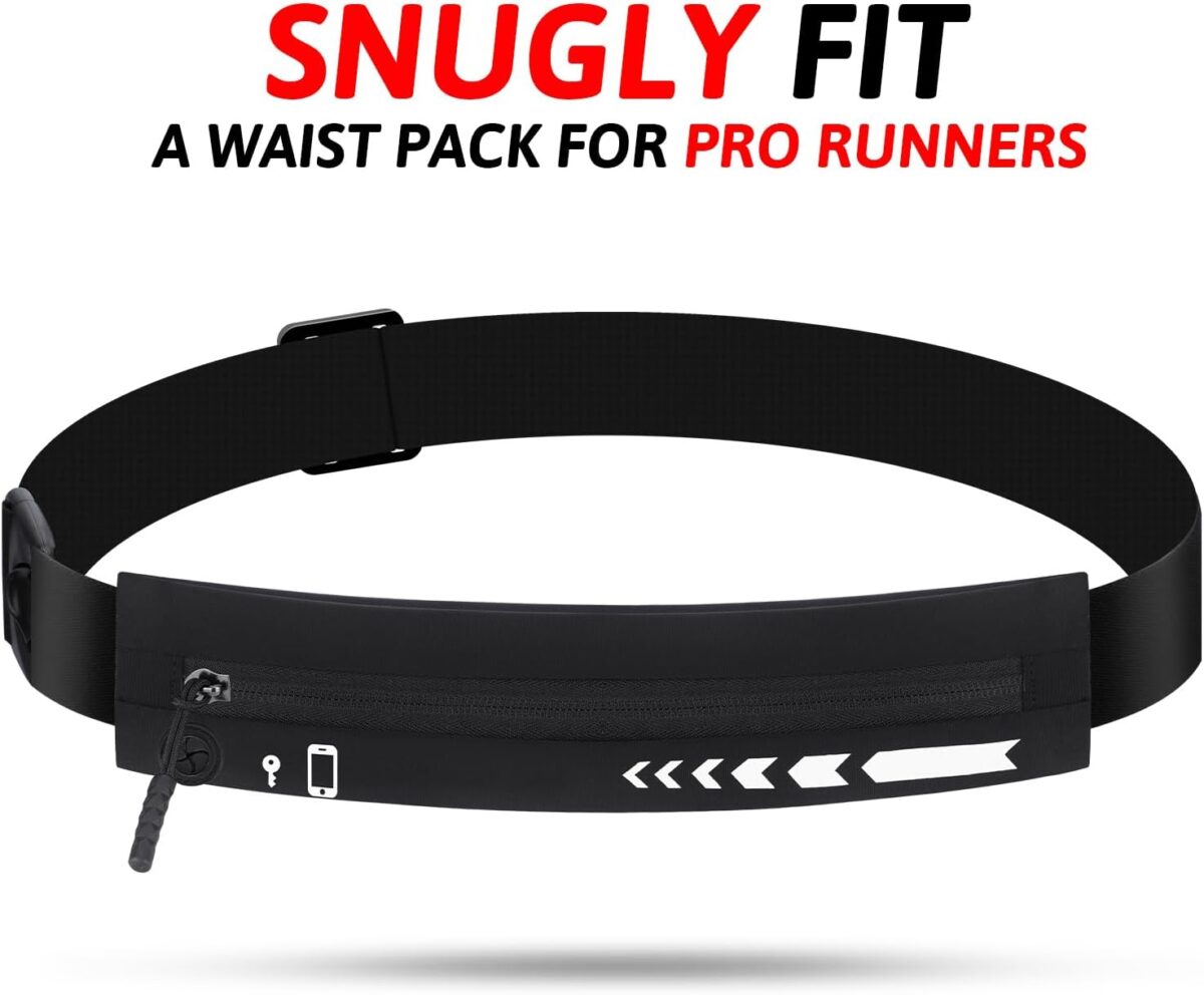 USHAKE Slim Running Belt for Women Men-Runners Phone Holder Fanny Pack Expandable, Adjustable, Bounce Free Waist Pouch bag for Workout, Money Belt, Run Gear Accessories Black - Image 9