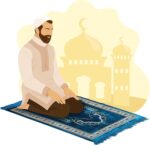 TB Muslim Prayer Rug Islamic, Soft Velvet Mat Ramadan Gift, with Prayer Bead Unique Decoration Gilded Gold-Like Embroidered for Women Man Kids Meditation Turkish African (Blue) - Image 3