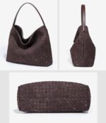 Woven Suede Shoulder Bag for Women Suede Hobo Bag Tote Elegant Handbag Satchel for Work Travel - Image 2