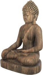 John Timberland Sitting Buddha Statue Sculpture Zen Asian Japanese Garden Decor Outdoor Front Porch Patio Yard Outside Home Balcony House Exterior Weathered Light Sandstone Finish 29 1/2" Tall - Image 5
