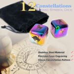 2Pcs/Set Metal 12 Constellation Dice Set, Laser Engraved 6-Sided Stainless Steel Big Zodiac Dices for Game Divination Accessory (Classic, Colorful), DK-MDICE-12XZ - Image 2