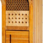 Mason Bee House Wax Coated Mason Bee Hive Wooden Insect Hotel Carpenter Bee House for Outdoors Attracts Peaceful Bee Pollinators to Your Garden