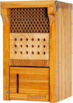 Mason Bee House Wax Coated Mason Bee Hive Wooden Insect Hotel Carpenter Bee House for Outdoors Attracts Peaceful Bee Pollinators to Your Garden