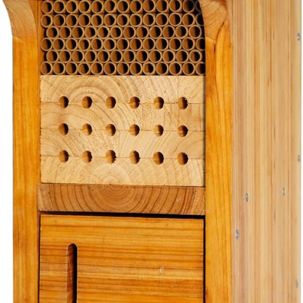 Mason Bee House Wax Coated Mason Bee Hive Wooden Insect Hotel Carpenter Bee House for Outdoors Attracts Peaceful Bee Pollinators to Your Garden