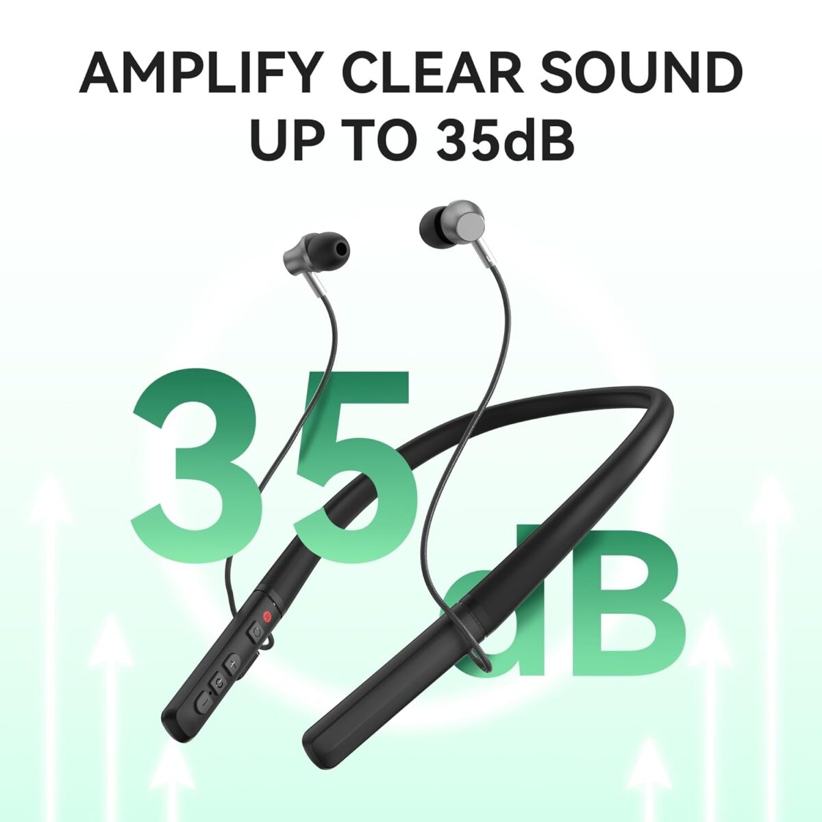 Hearing Amplifiers Black, Neckband Hearing Aids for Seniors, Rechargeable Hearing Amplifier Aid Bluetooth Headphones with Noise Cancelling - Image 4