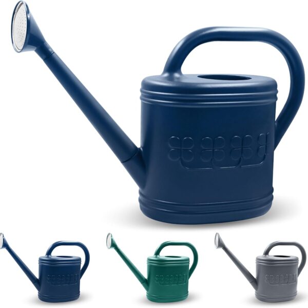 2 Gallon Watering Can, Outdoor Watering Can for Plants, Garden Water Can with Removable Long Spout and Stainless Steel Sprinkler Head, Large Water Can for Greenhouse Flowers Plants (Dark Blue)