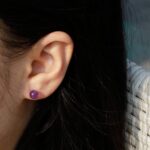 Natural Amethyst Earrings Sterling Silver - 6mm Amethyst Gemstone Stud Earrings, Purple Healing Crystal Earrings Handmade Birthstone Jewelry Valentine's Day Gifts for Her - Image 4