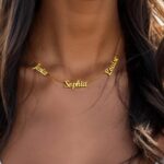 Personalized Name Necklace with Curb Chain, 18K Gold Plated Handmade Custom Family Choker Customized Child Nameplate Necklace Mother's Day Jewelry Gift for Mom, Wife (3 Names Necklace) - Image 2