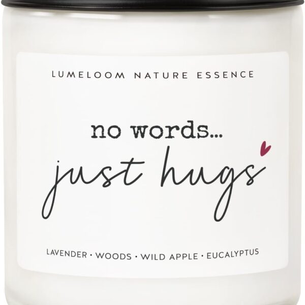 Sympathy Gifts for Loss of Loved One, Bereavement Gift Idea - 9oz Lavender Scented Soy Wax Candle - No Words Just Hugs, Memorial, Grief, Think of You, Condolence Candle for Women