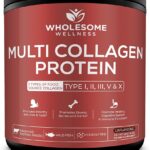 Wholesome Wellness Multi Collagen Protein Powder Hydrolyzed (Type I II III V X) Grass-Fed All-in-One Super Bone Broth + Peptides - Premium Blend of Beef, Chicken, Wild Fish, Eggshell, 58 Servings