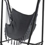 Unique U-Shaped Hammock Chair with Stand,Sturdy & Rust-Resistant,Free Gray Cotton Hammock Chair