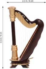 Wooden Mini Harp Model Ornament, 9CM Hand-Made Wooden Harp for Home Office Musical Instrument Decoration with Case - Image 2