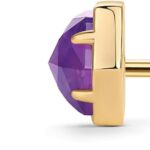 PAVOI 14K Gold Plated Hexagon Gemstone Stud Earrings for Women | Natural Birthstone Earring Pair