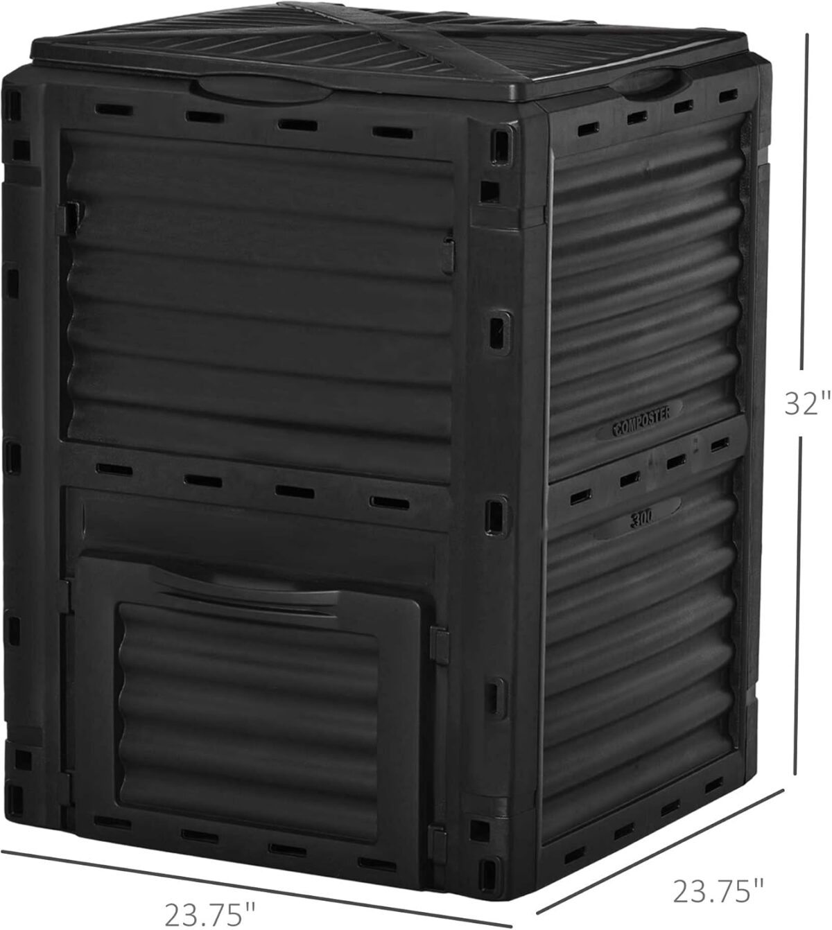 Outsunny Garden Compost Bin 80 Gallon Outdoor Large Capacity Composter Fast Create Fertile Soil Aerating Box, Easy Assembly, Black - Image 5