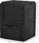 Outsunny Garden Compost Bin 80 Gallon Outdoor Large Capacity Composter Fast Create Fertile Soil Aerating Box, Easy Assembly, Black - Image 5
